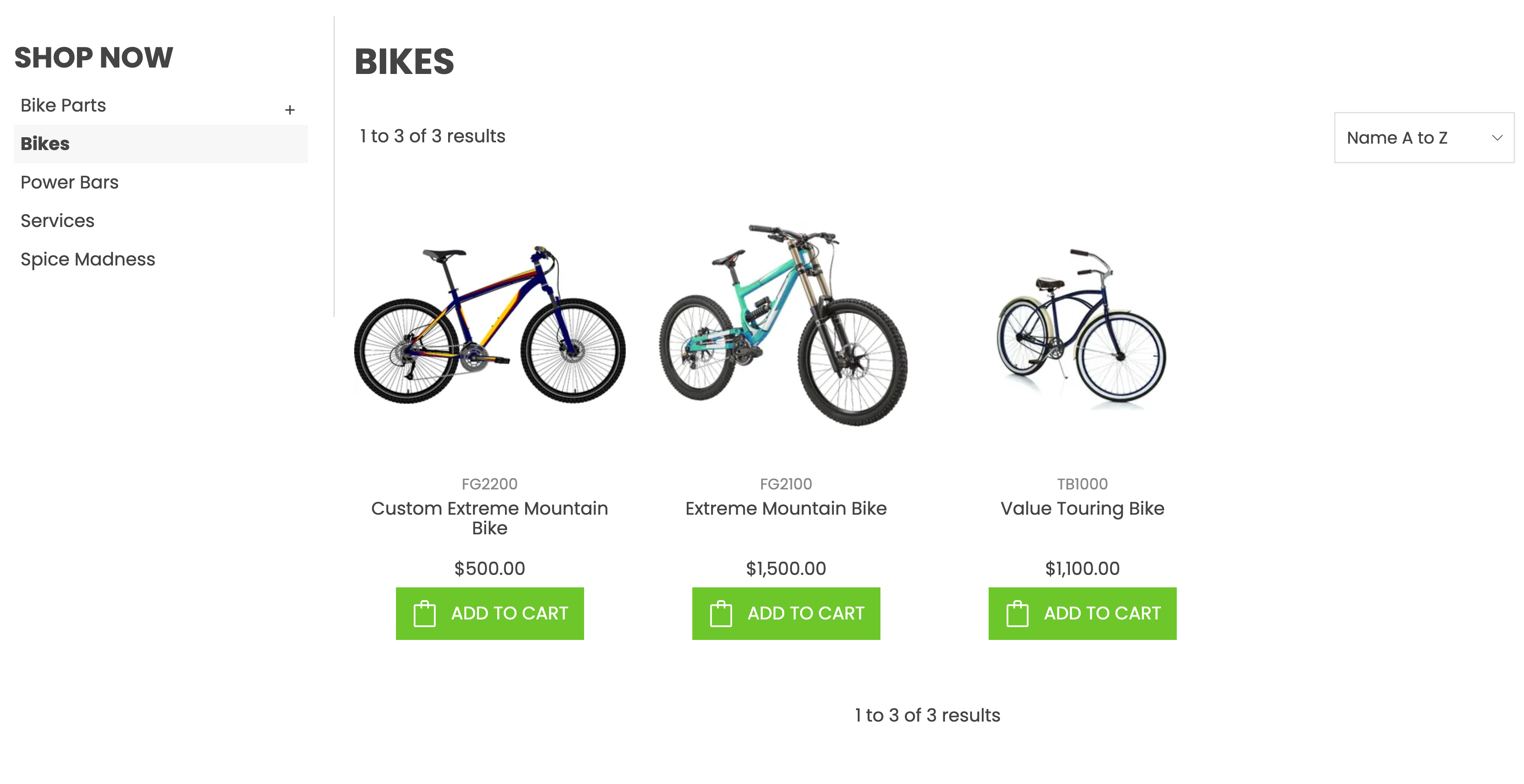 Product catalog grid with images and pricing